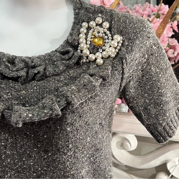 SONIA by Sonia Rykiel Gray Wool & Mohair Knit Top - Small P (Excellent Cond) - Picture 9 of 11